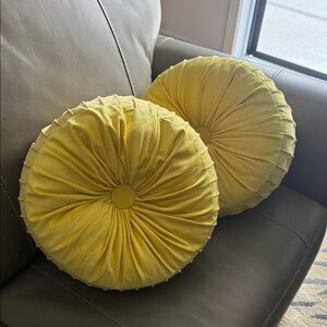 Yellow Round Throw Pillows